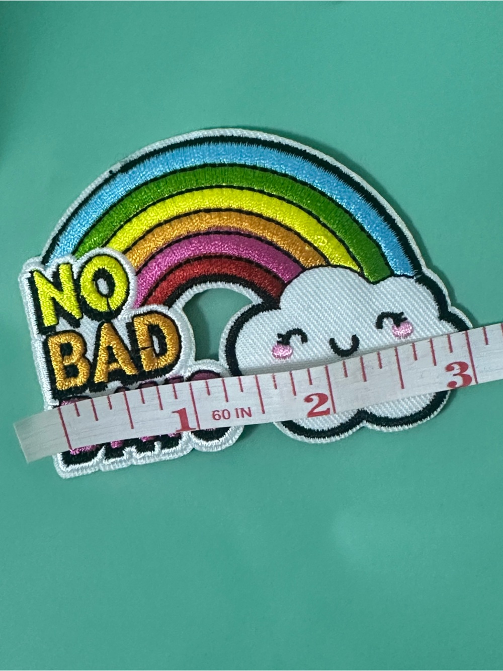 New No Bad Days Rainbow Smiley Cloud Positivity Happy Embroidered Iron On Patch - Picture 9 of 10